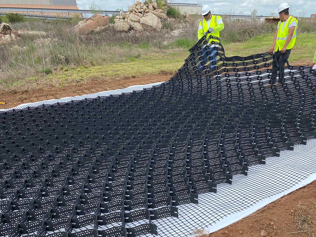 Geocell in road construction